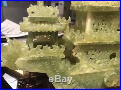 Antique Chinese Carved Jade Jadeite Large Dragon Boat Sculpture 14x15