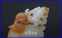 Antique Chinese Carved Natural Nephrite HeTian Jade Pendant With Dragon top