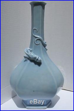 Antique Chinese Celadon vase Dragon Chilong Blue 18th 19th century vessel