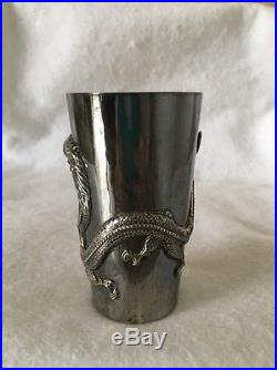 Antique Chinese Chasing Dragon Sterling Silver Cup