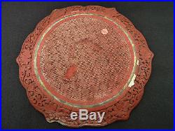 Antique Chinese Cinnabar Dragon Plate NO RESERVE