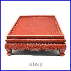 Antique Chinese Cinnabar Lacquer Tray/Stand with Dragon Design, Guangxu Period