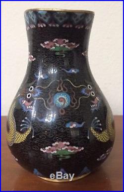 Antique Chinese Cloisonné Black Dragons Water Pitcher Creamer