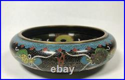 Antique Chinese Cloisonné Bowl 5 Clawed Imperial Dragon Character Marks