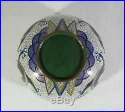 Antique Chinese Cloisonne Bowl Dragons Carved Wood Base Qing Dynasty/Republic