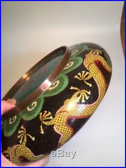 Antique Chinese Cloisonne Bowl Large Five Toed Dragon Bowl Seal Mark C1890