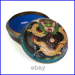 Antique Chinese Cloisonne Dragon Lidded Bowl 19th C
