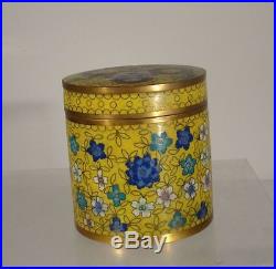 Antique Chinese Cloisonne Dragon Tea Caddy Yellow Ground Qing Box
