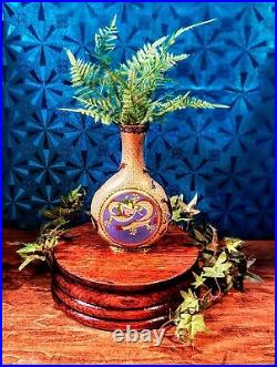 Antique Chinese Cloisonné Enamel & Brass Dragon Vase