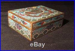 Antique Chinese Cloisonne Enamel DRAGON Box and Cover 18th/19th century