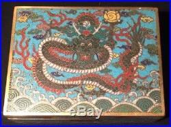 Antique Chinese Cloisonne Enamel DRAGON Box and Cover 18th/19th century