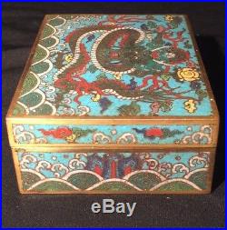 Antique Chinese Cloisonne Enamel DRAGON Box and Cover 18th/19th century