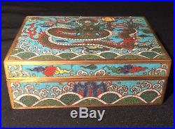 Antique Chinese Cloisonne Enamel DRAGON Box and Cover 18th/19th century