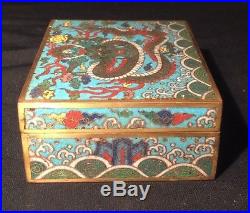Antique Chinese Cloisonne Enamel DRAGON Box and Cover 18th/19th century