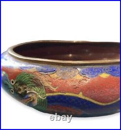 Antique Chinese Cup Cloisonne Enamels Dragon Asian Polychrome Art 1920 Marked