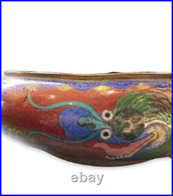 Antique Chinese Cup Cloisonne Enamels Dragon Asian Polychrome Art 1920 Marked