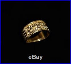 Antique Chinese DRAGON Qing Dynasty 24k 9999 Gold RING Band size 6 3/4