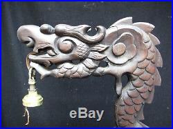 Antique Chinese Dragon Carved Wood Floor Lamp 1920s Rare Needs Light