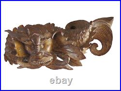 Antique Chinese Dragon Chiwen Gold Over Red Paint, Architecture Salvage