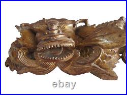 Antique Chinese Dragon Chiwen Gold Over Red Paint, Architecture Salvage