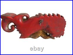 Antique Chinese Dragon Chiwen Gold Over Red Paint, Architecture Salvage