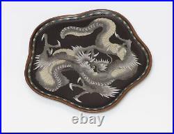 Antique Chinese Dragon Cloisonne Bronze Tray