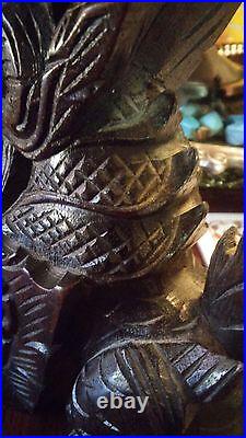 Antique Chinese Dragon/Foo Dog Wood Statue Sculpture. 5x7 hand carved