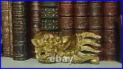 Antique Chinese Dragon Gold Over Red Paint, Architecture Salvage