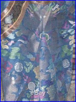 Antique Chinese Dragon Robe Qing Dynasty Gold thread Silk Ornate Decoration NR