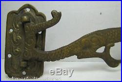 Antique Chinese Dragon Wall Mount Swivel Hook Hanger Bracket pot lamp brass brnz