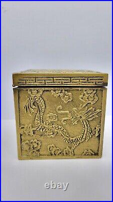 Antique Chinese Dragons Brass Inkwell, Early Republic Period