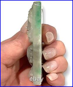 Antique Chinese Dragons Jade Pearl Palm Worry Stone Pendant Sun Moon Ball Wisdom