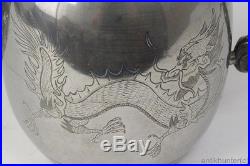 Antique Chinese E Wo Loong Kee Pewter Swatow Dragon Teapot- # 1