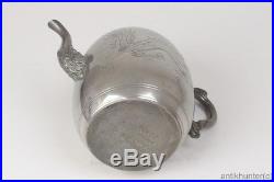 Antique Chinese E Wo Loong Kee Pewter Swatow Dragon Teapot- # 1