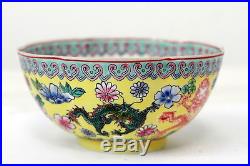 Antique Chinese Egg Shell porcelain Poly chromed Rice Bowl Dragon design