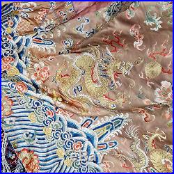 Antique Chinese Embroidered Brown Silk Daoist Priest Ceremonial Dragon Robe