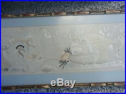 Antique Chinese Embroidered Dragon Pictures In Silk Tapestry