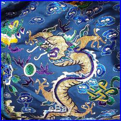 Antique Chinese Embroidered Silk Dragon Robe