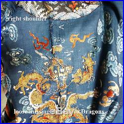 Antique Chinese Embroidered Silk Dragon Robe