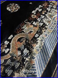 Antique Chinese Embroidered Silk Dragons Front Of Table Embroidery Qing Dynasty