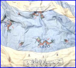 Antique Chinese Embroidered Textile Fabric Important Dragon Asian Vintage