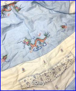 Antique Chinese Embroidered Textile Fabric Important Dragon Asian Vintage