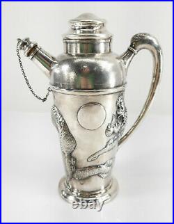 Antique Chinese Export Hong Kong Sterling Silver Cocktail Shaker Dragon