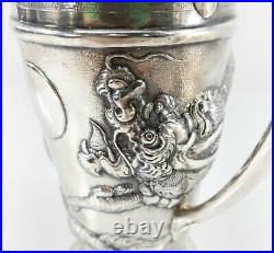 Antique Chinese Export Hong Kong Sterling Silver Cocktail Shaker Dragon