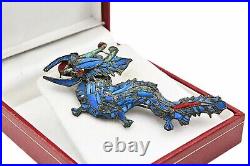 Antique Chinese Export Kingfisher Dragon Silver Pin