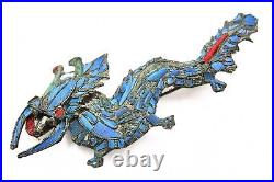 Antique Chinese Export Kingfisher Dragon Silver Pin