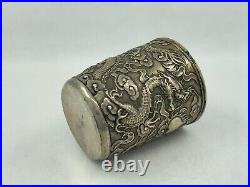 Antique Chinese Export Silver Beaker with Dragon by TC, c1900, 143 grams