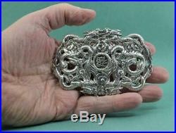 Antique Chinese Export Silver Dragon Belt Buckle Outstanding Example 10 cm x 7.5