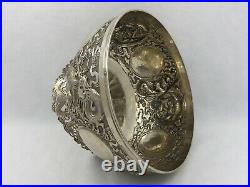 Antique Chinese Export Silver Dragon Bowl, Wing Chun HK, Qing Dynasty, 624 grams