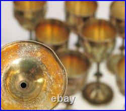 Antique Chinese Export Silver Dragon Cordial Goblet Cup Set Of 10 41 Grams Each